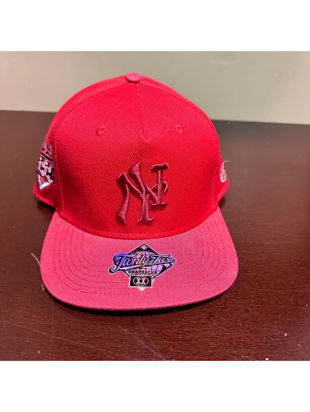 TWNTY Two Red burgundy suede brim New York pride snapback hat
